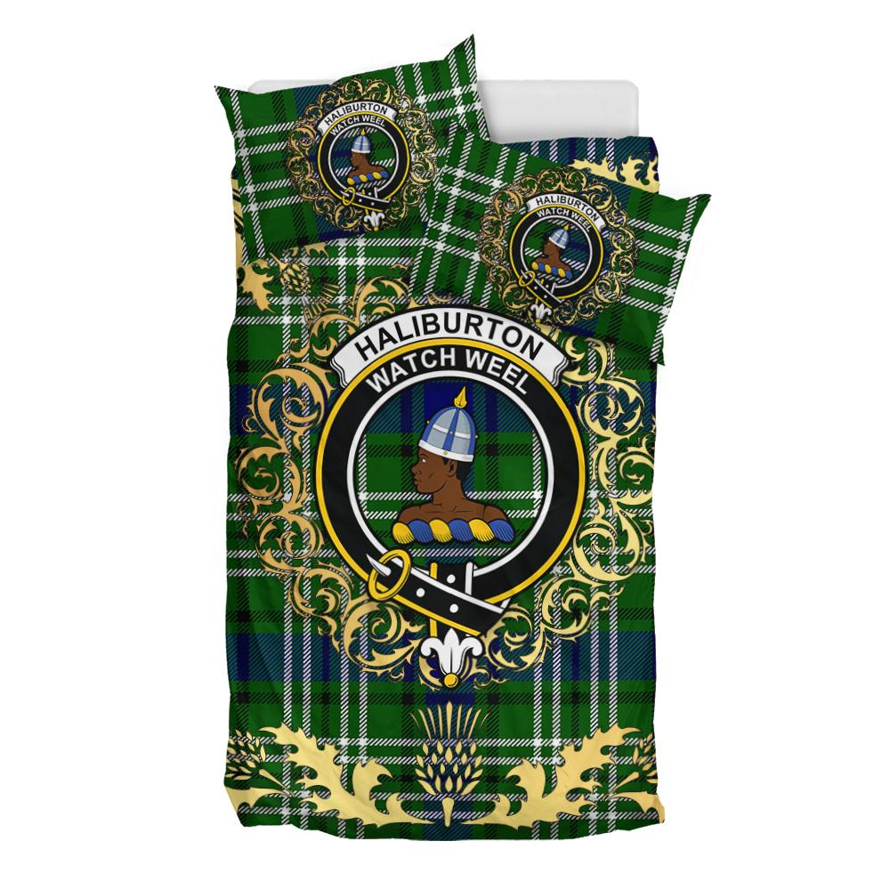 Haliburton Tartan Crest Bedding Set - Golden Thistle Style