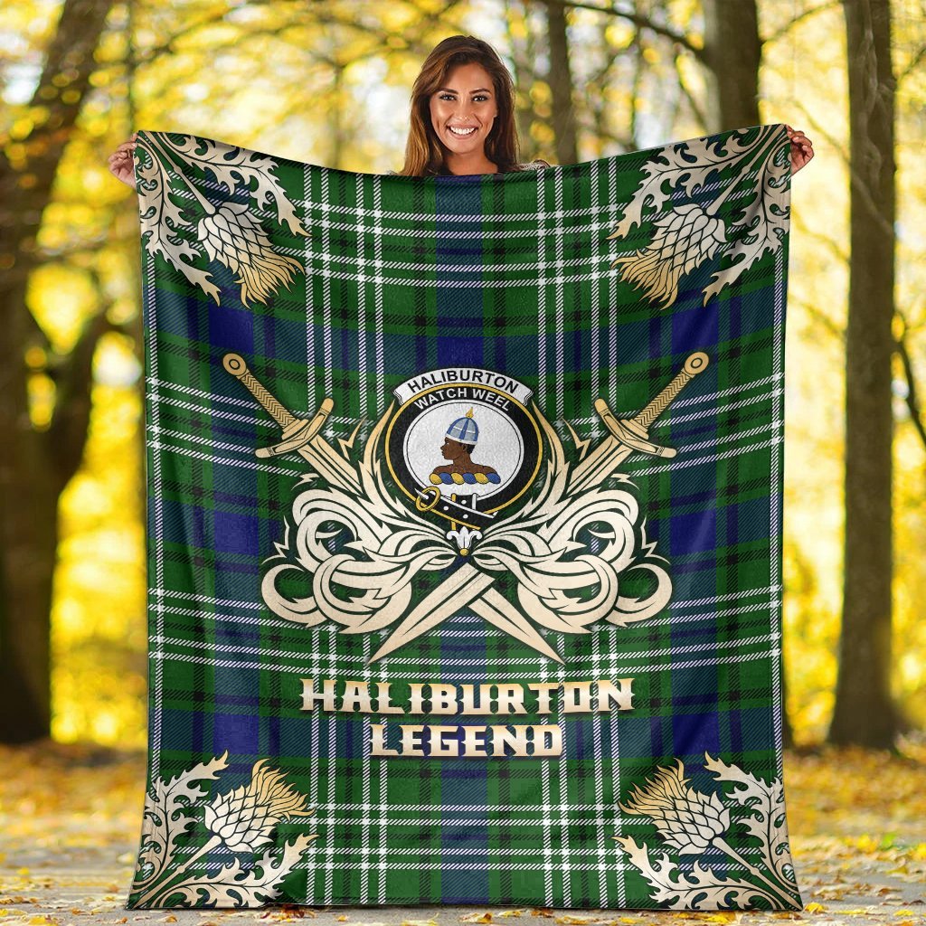 Haliburton Tartan Gold Courage Symbol Blanket