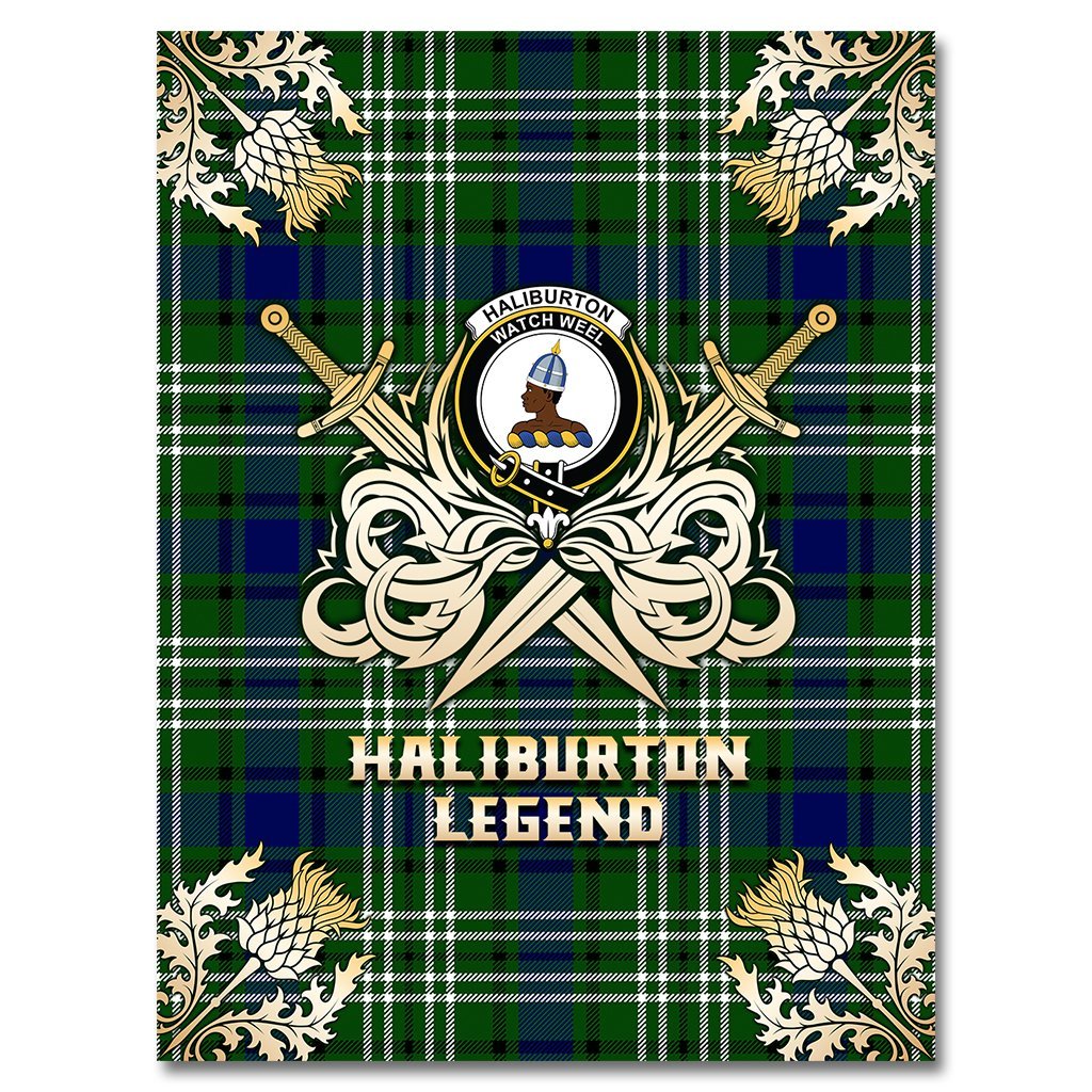 Haliburton Tartan Gold Courage Symbol Blanket