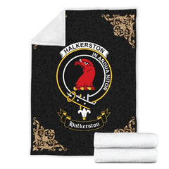 Halkerston Crest Tartan Premium Blanket Black