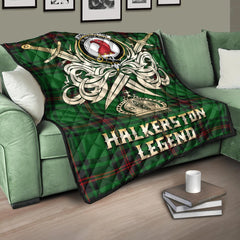 Halkerston Tartan Crest Legend Gold Royal Premium Quilt