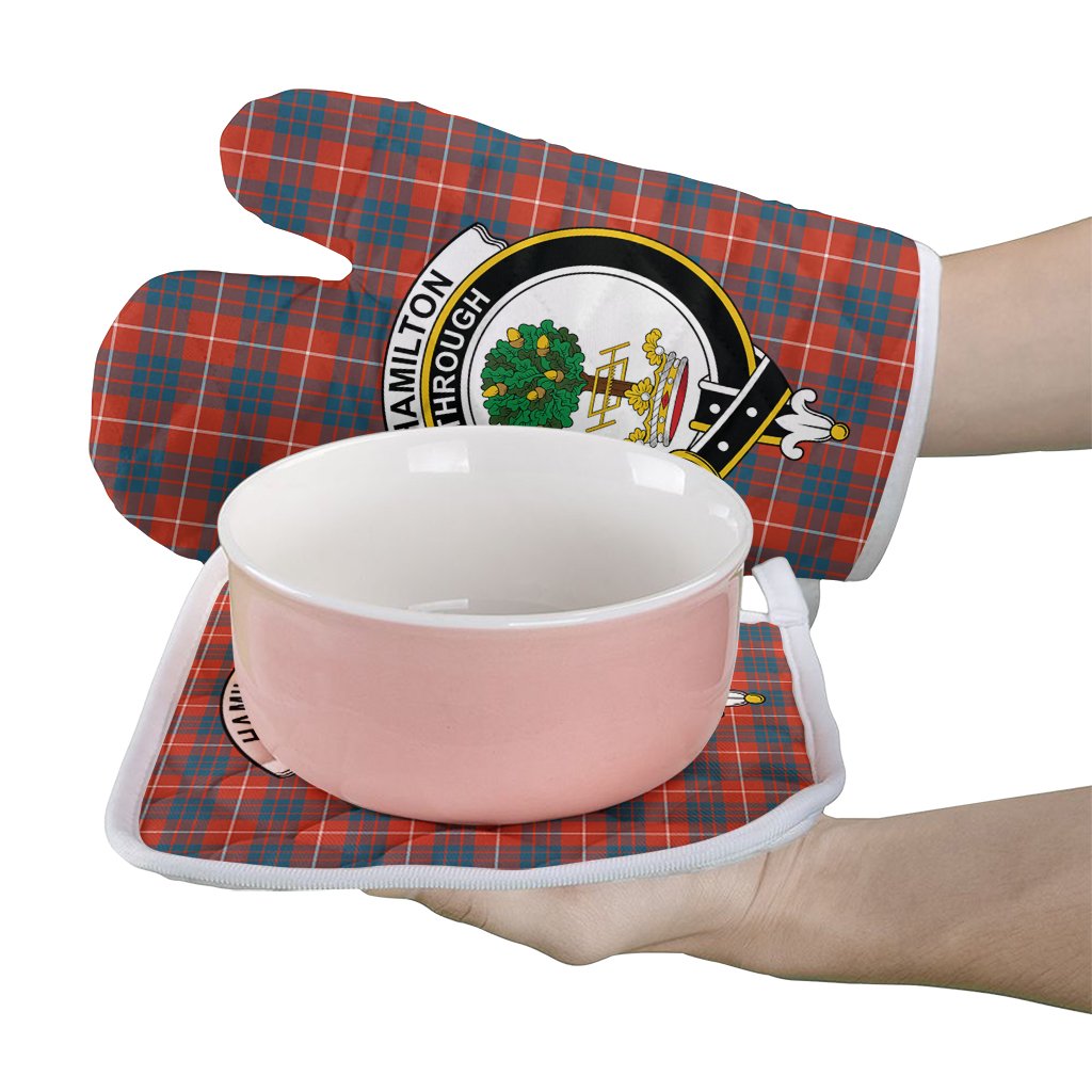 Hamilton Ancient Tartan Crest Oven Mitt And Pot Holder (2 Oven Mitts + 1 Pot Holder)