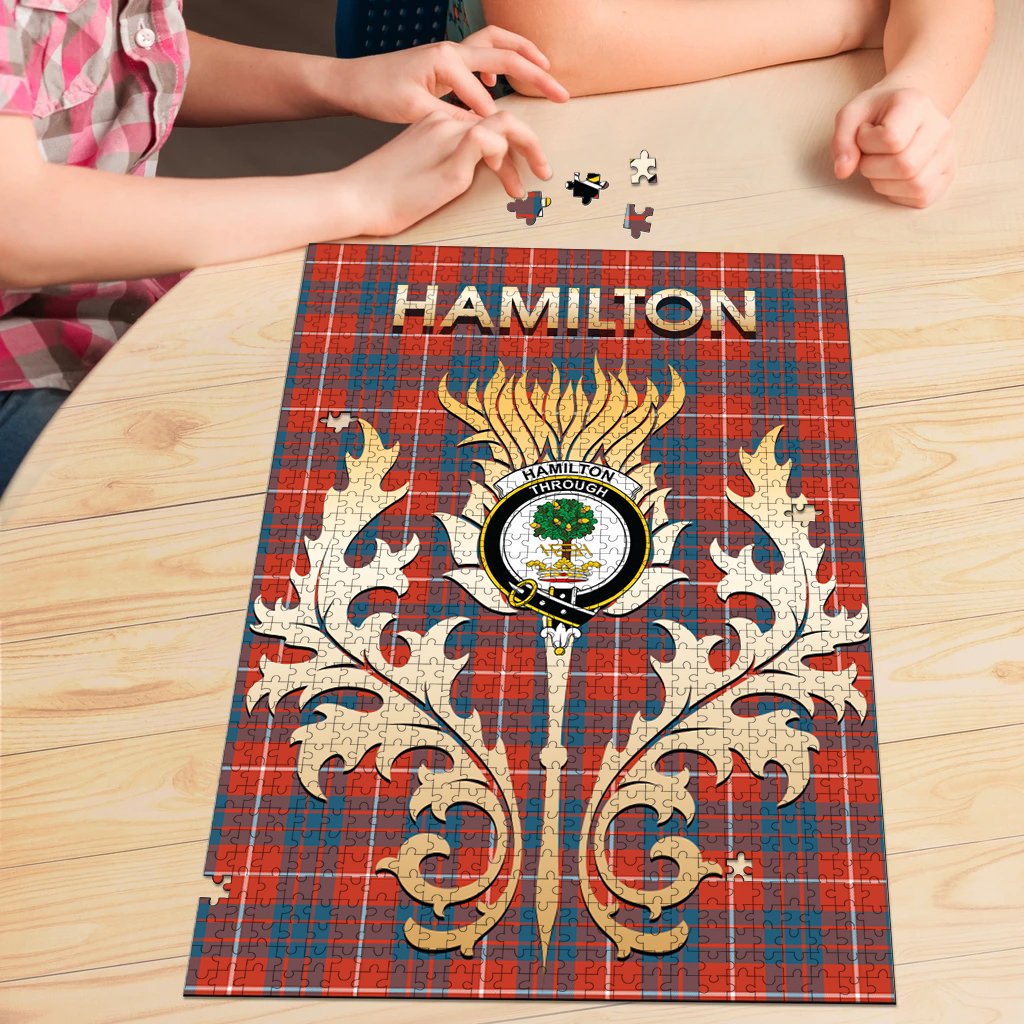 Hamilton Ancient Tartan Crest Thistle Jigsaw Puzzles