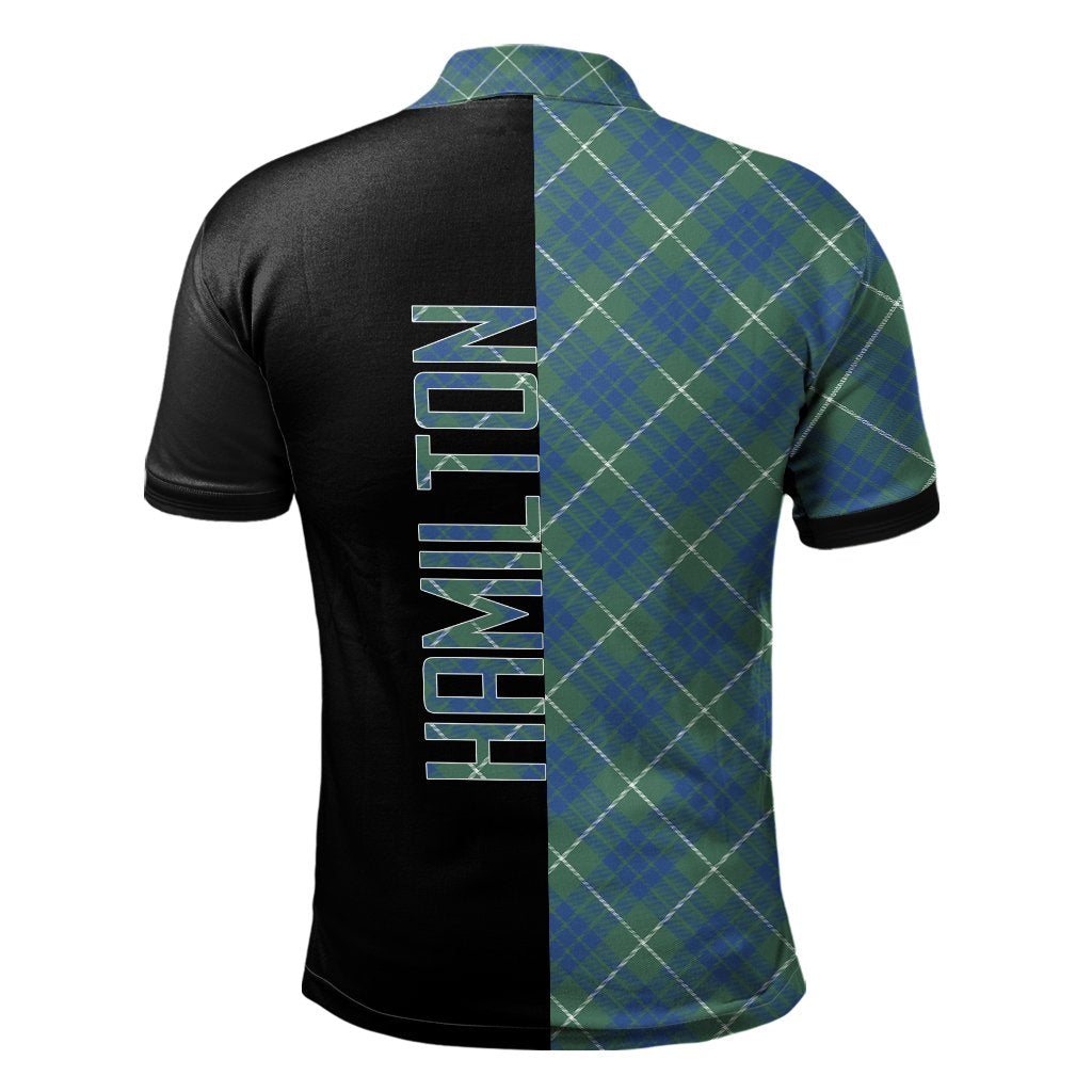 Hamilton Hunting Ancient Tartan Polo Shirt Half of Me - Cross Style