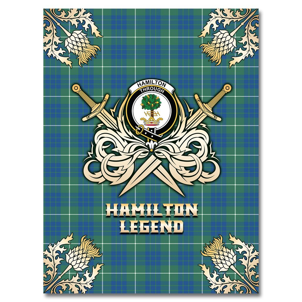 Hamilton Hunting Ancient Tartan Gold Courage Symbol Blanket