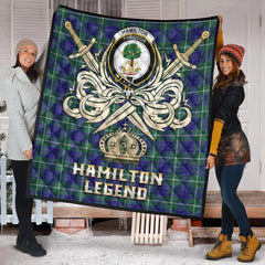 Hamilton Hunting Modern Tartan Crest Legend Gold Royal Premium Quilt