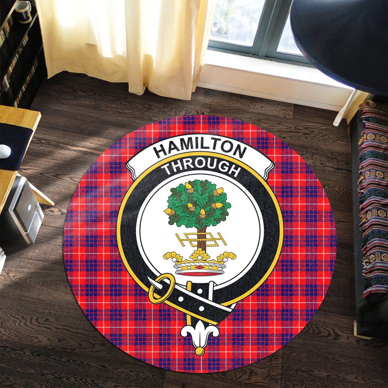 Hamilton Modern Tartan Crest Round Rug