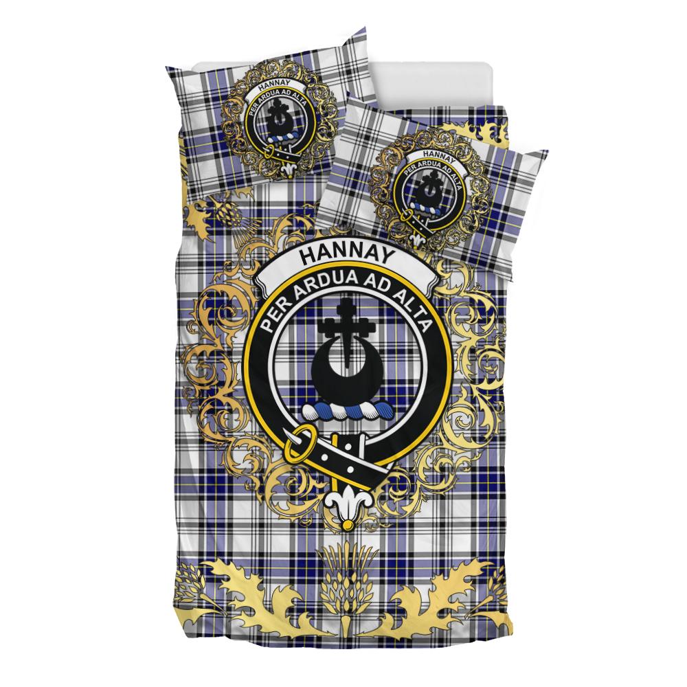 Hannay Modern Tartan Crest Bedding Set - Golden Thistle Style