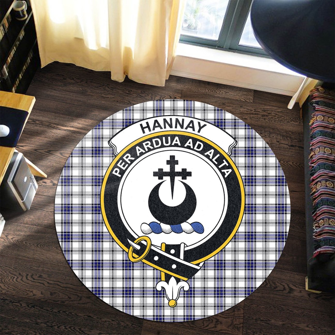 Hannay Modern Tartan Crest Round Rug