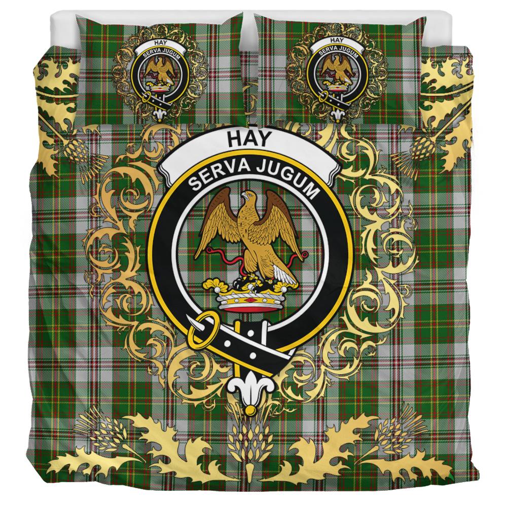 Hay White Dress Tartan Crest Bedding Set - Golden Thistle Style