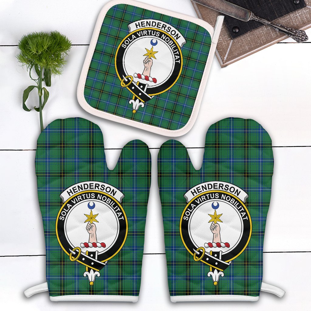 Henderson Ancient Tartan Crest Oven Mitt And Pot Holder (2 Oven Mitts + 1 Pot Holder)