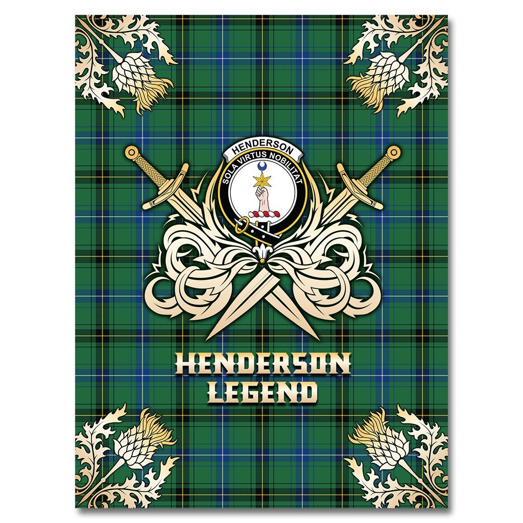 Henderson Ancient Tartan Gold Courage Symbol Blanket