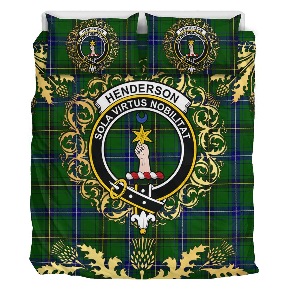 Henderson Modern Tartan Crest Bedding Set - Golden Thistle Style