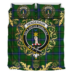Henderson Modern Tartan Crest Bedding Set - Golden Thistle Style