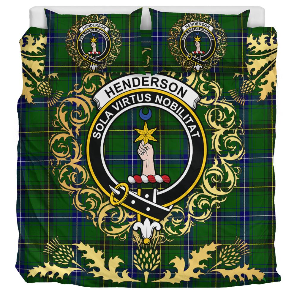 Henderson Modern Tartan Crest Bedding Set - Golden Thistle Style