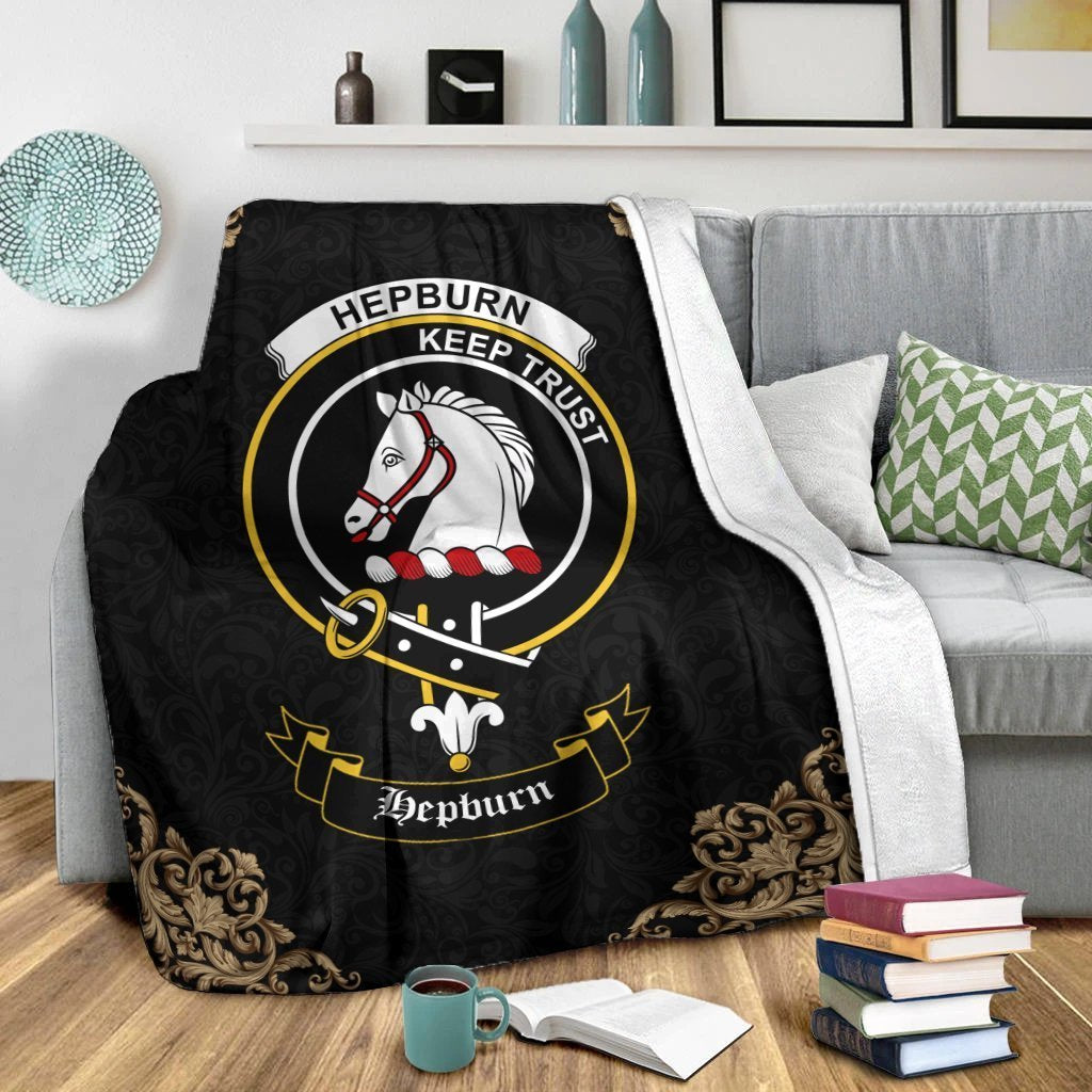 Hepburn Crest Tartan Premium Blanket Black