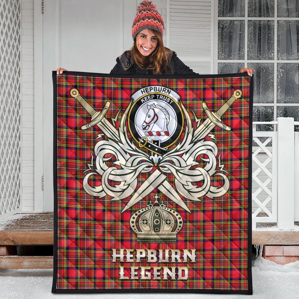 Hepburn Tartan Crest Legend Gold Royal Premium Quilt