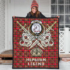 Hepburn Tartan Crest Legend Gold Royal Premium Quilt
