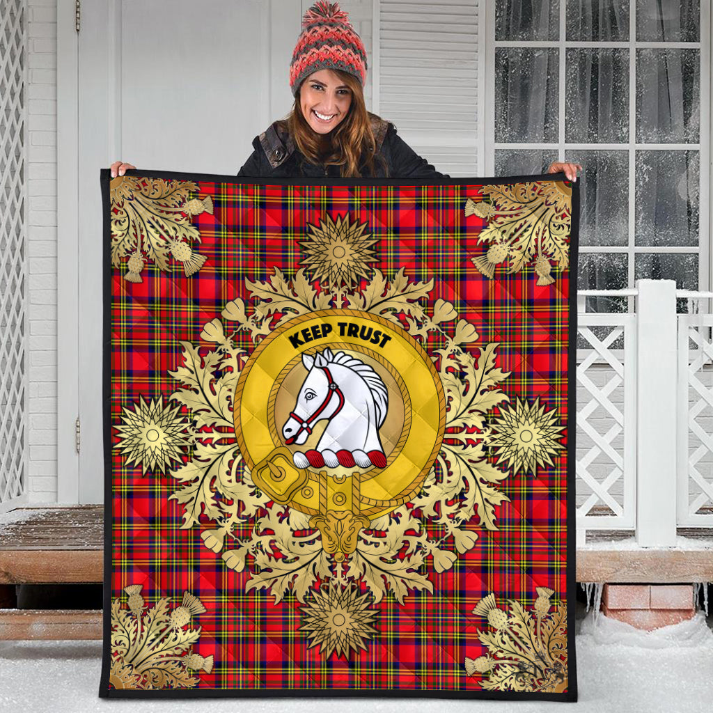 Hepburn Tartan Crest Premium Quilt - Gold Thistle Style