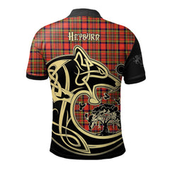 Hepburn Tartan Polo Shirt Viking Wolf