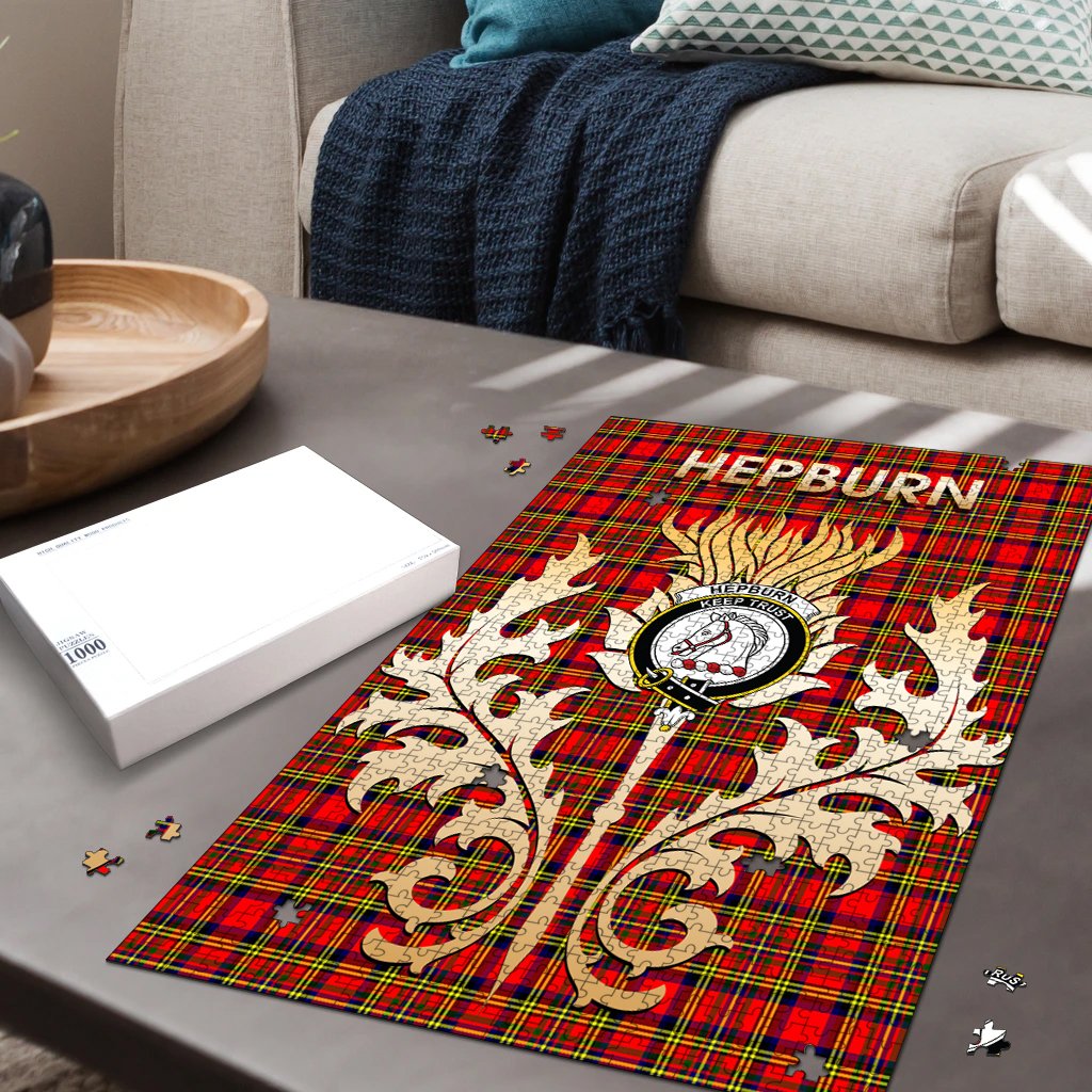 Hepburn Tartan Crest Thistle Jigsaw Puzzles