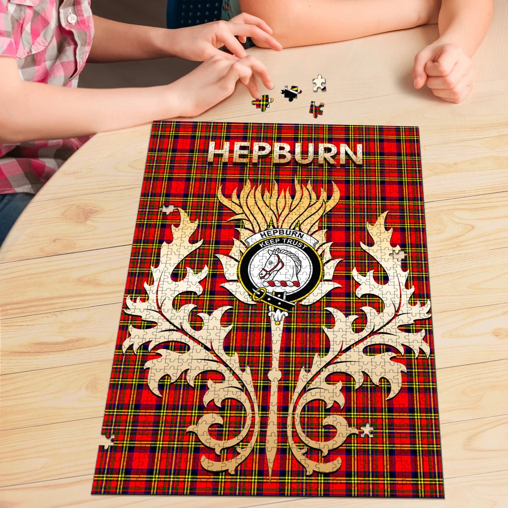 Hepburn Tartan Crest Thistle Jigsaw Puzzles