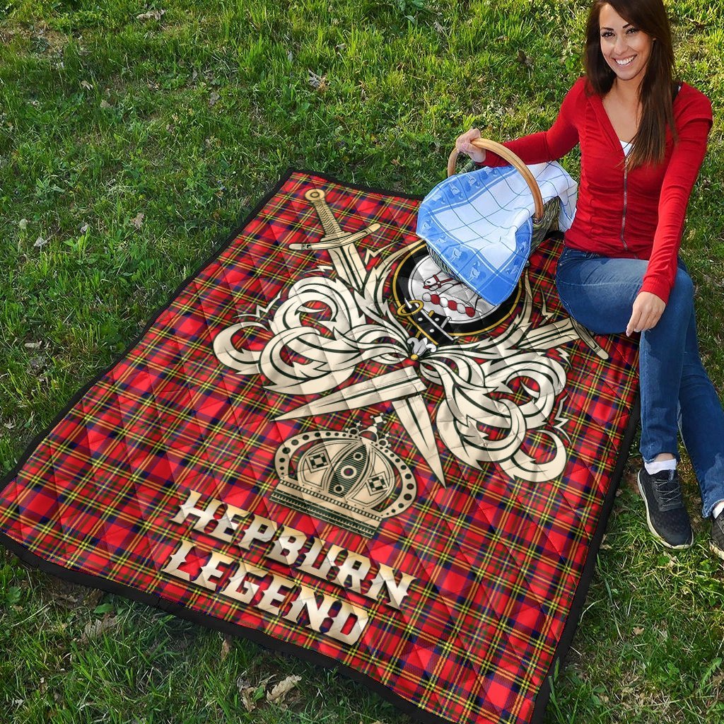Hepburn Tartan Crest Legend Gold Royal Premium Quilt