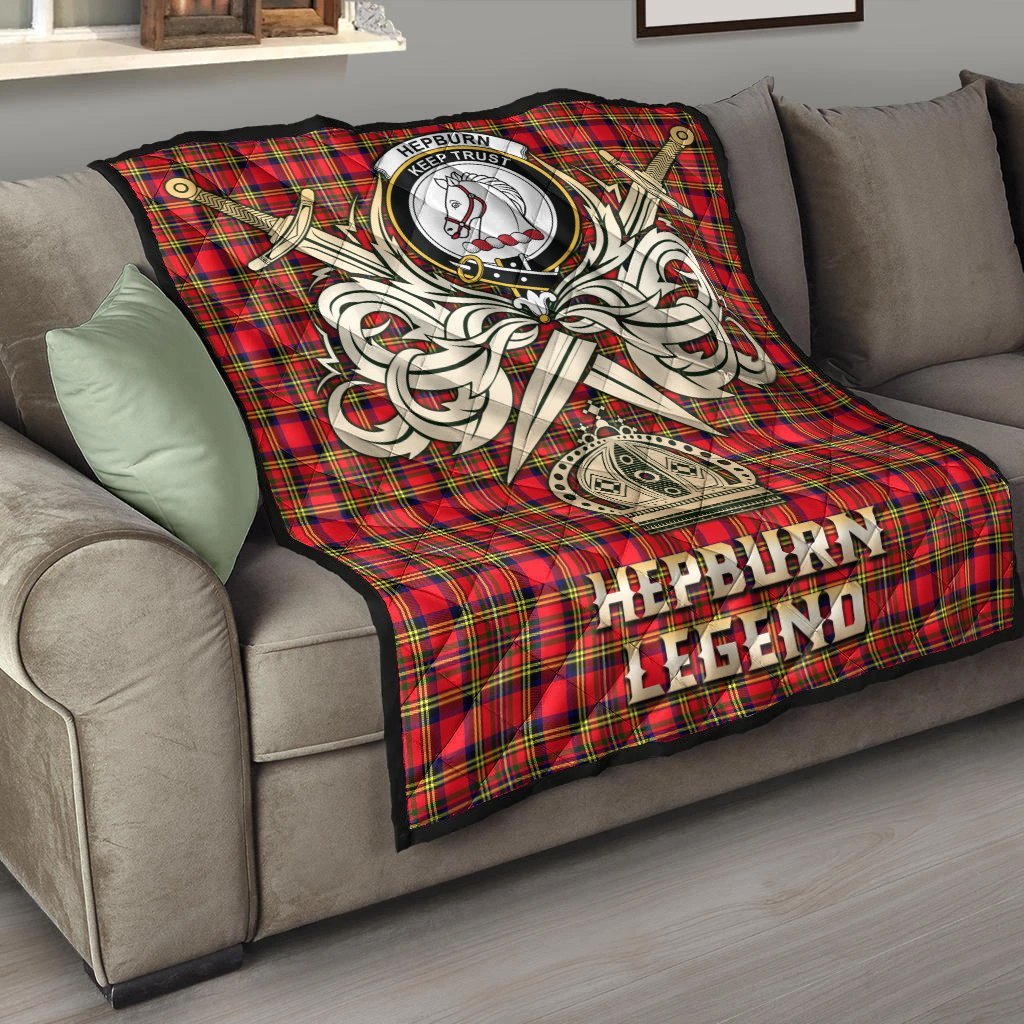 Hepburn Tartan Crest Legend Gold Royal Premium Quilt