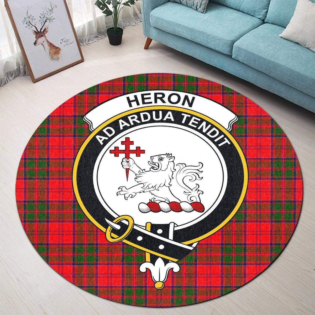 Heron Tartan Crest Round Rug