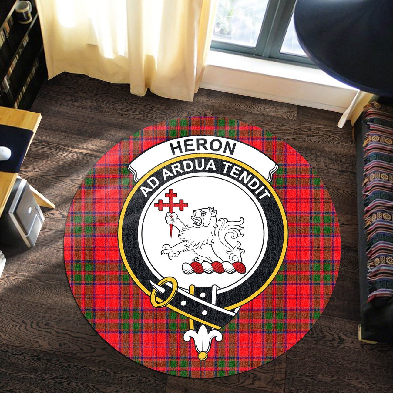 Heron Tartan Crest Round Rug