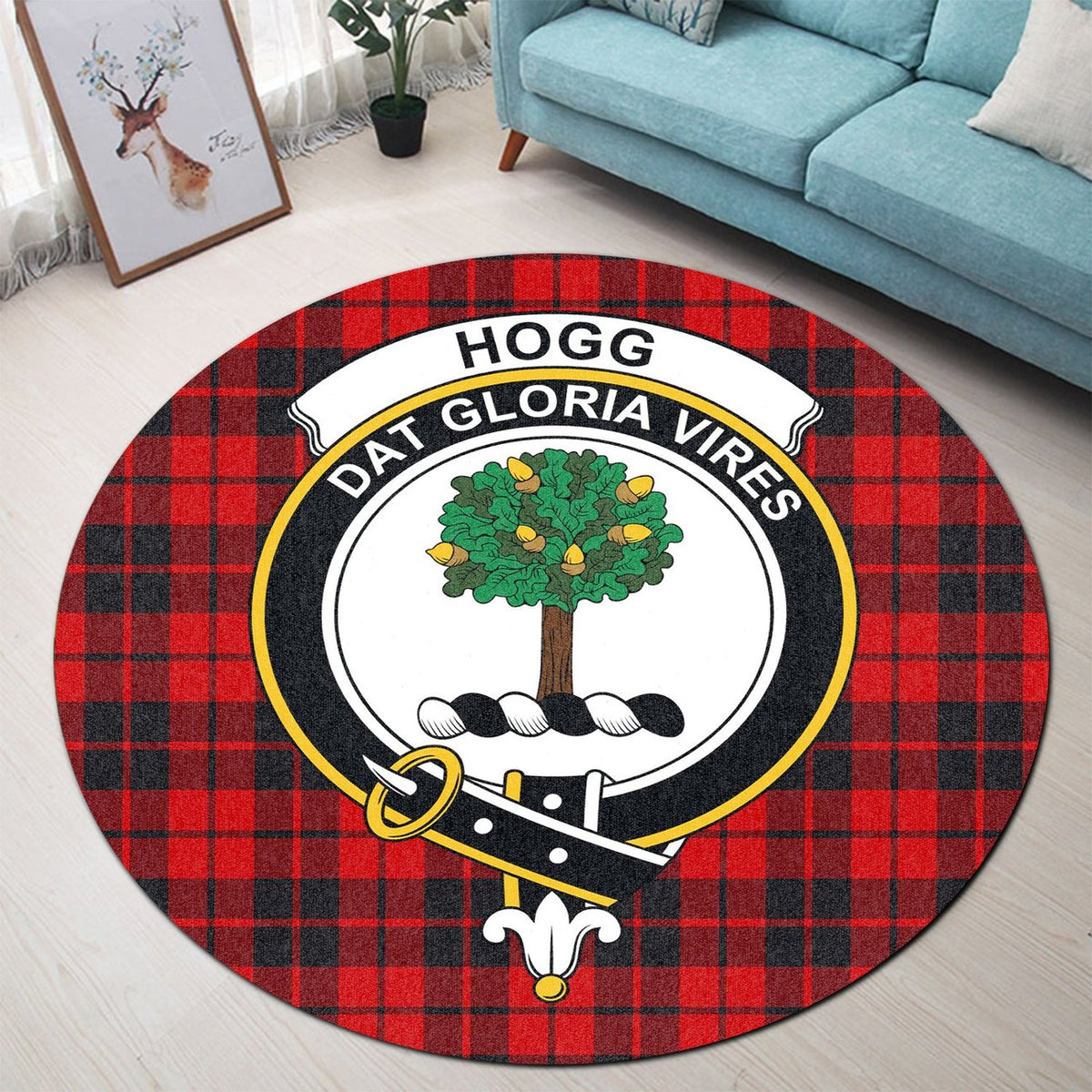 Hogg Tartan Crest Round Rug