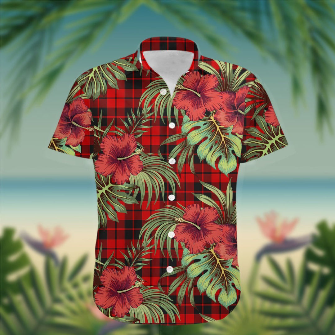 Hogg (or Hog) Tartan Hawaiian Shirt Hibiscus, Coconut, Parrot, Pineapple - Tropical Garden Shirt