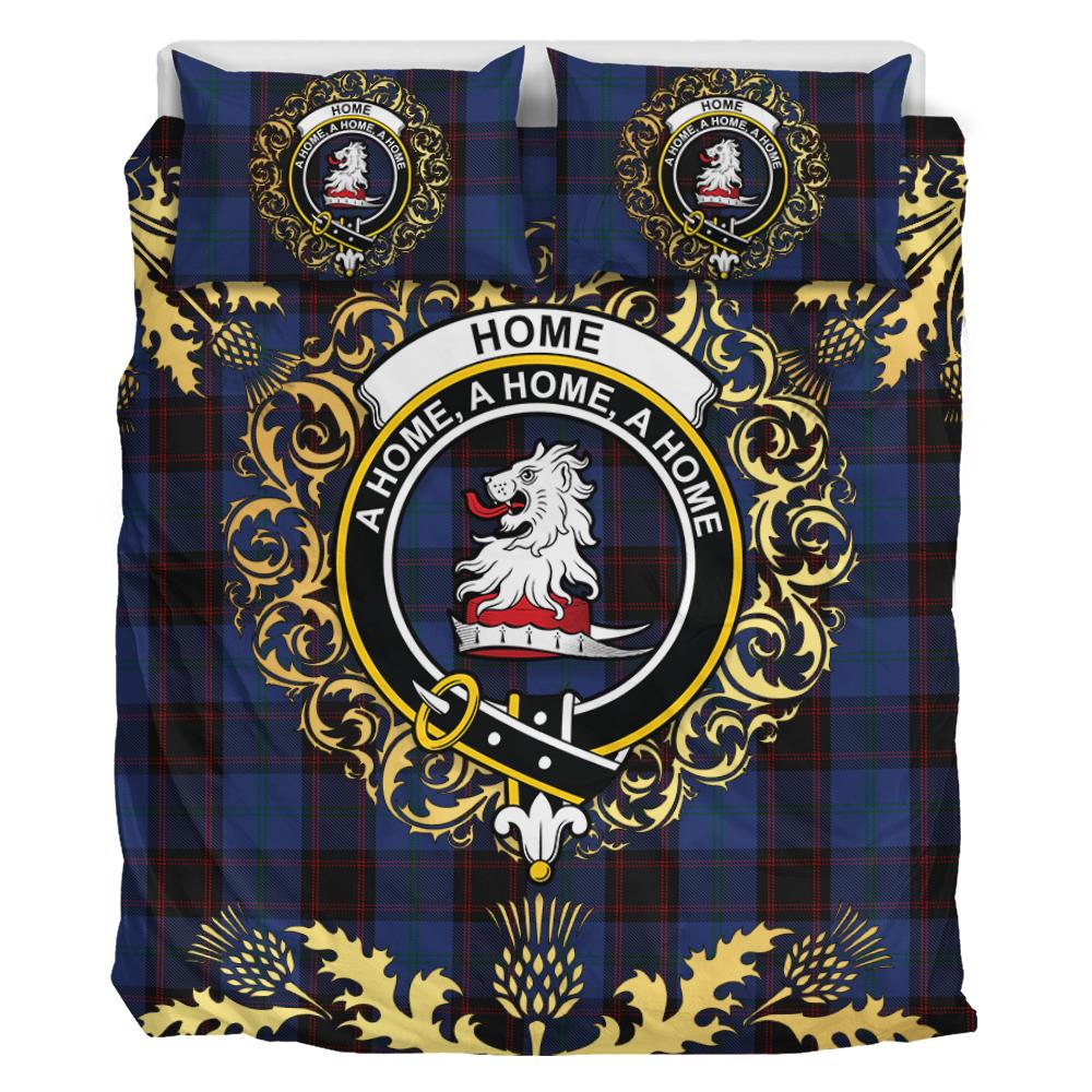 Home (Hume) Tartan Crest Bedding Set - Golden Thistle Style