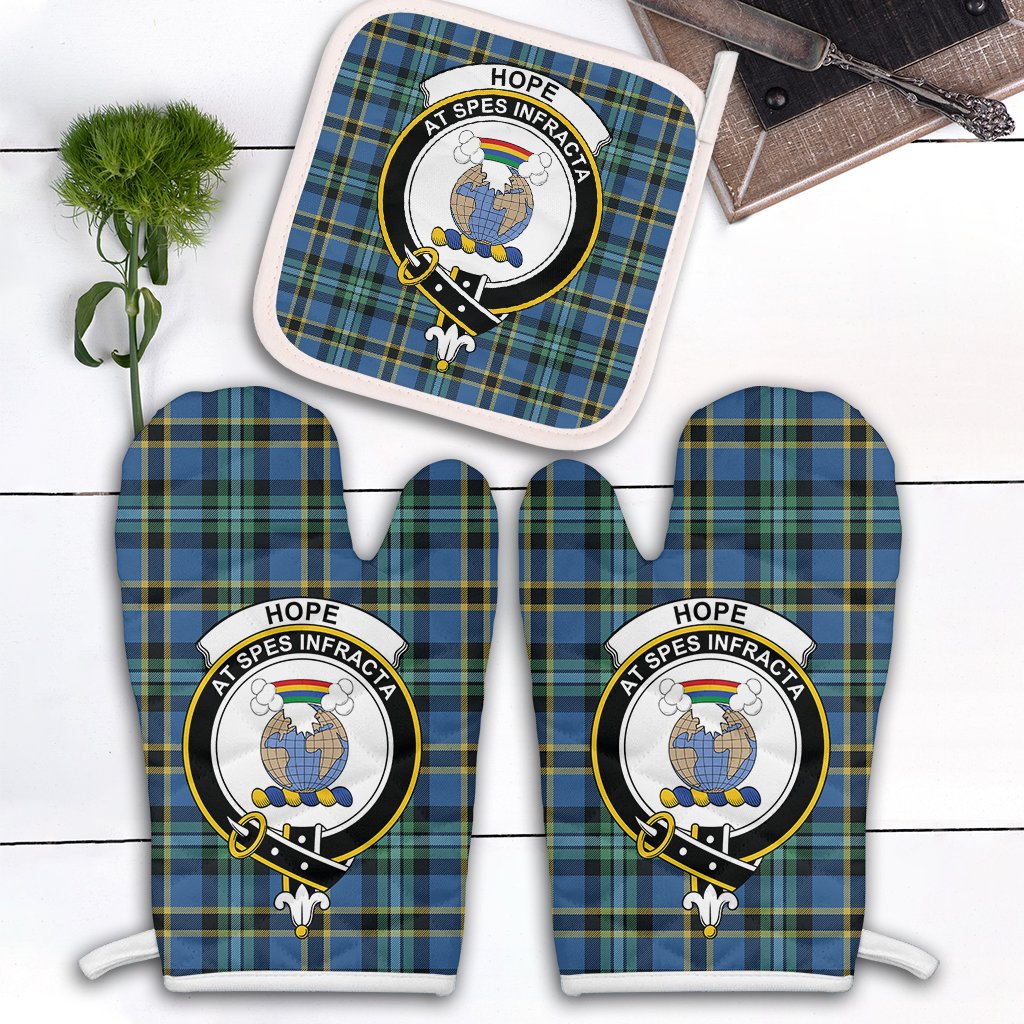 Hope Tartan Crest Oven Mitt And Pot Holder (2 Oven Mitts + 1 Pot Holder)