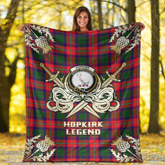Hopkirk Tartan Gold Courage Symbol Blanket