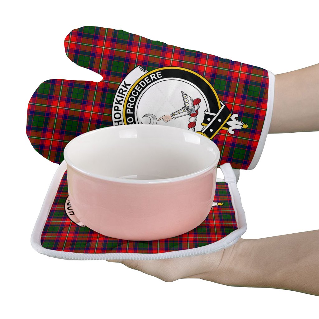 Hopkirk Tartan Crest Oven Mitt And Pot Holder (2 Oven Mitts + 1 Pot Holder)