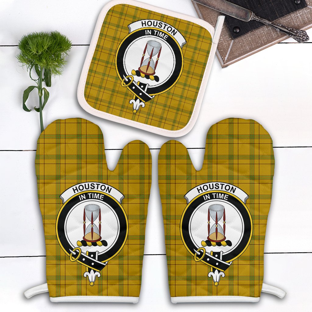 Houston Tartan Crest Oven Mitt And Pot Holder (2 Oven Mitts + 1 Pot Holder)