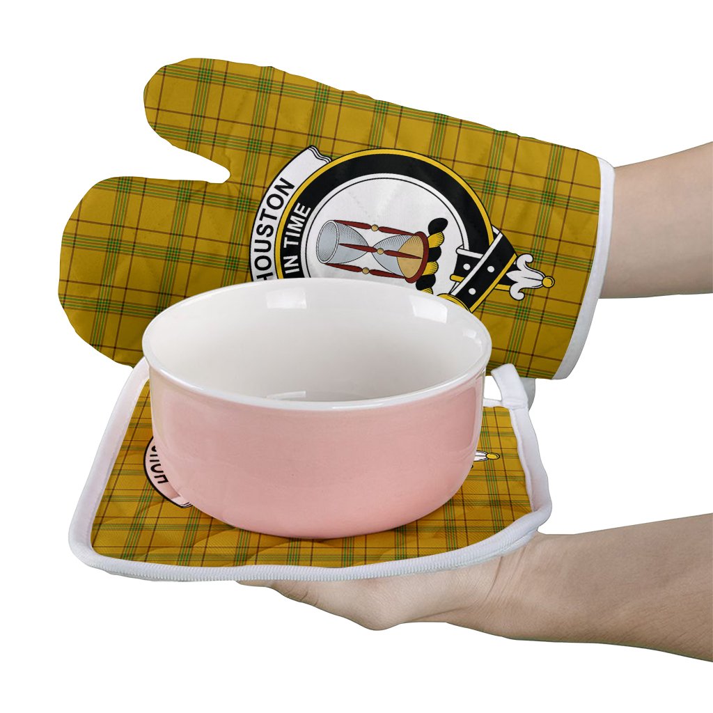 Houston Tartan Crest Oven Mitt And Pot Holder (2 Oven Mitts + 1 Pot Holder)