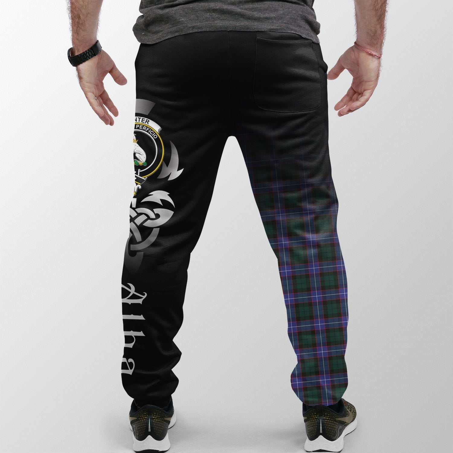 Hunter Modern Tartan Crest Jogger Sweatpants - Alba Celtic Style