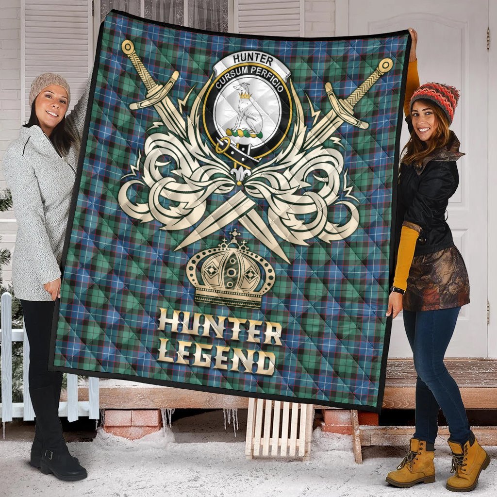Hunter Ancient Tartan Crest Legend Gold Royal Premium Quilt