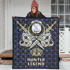 Hunter Modern Tartan Crest Legend Gold Royal Premium Quilt