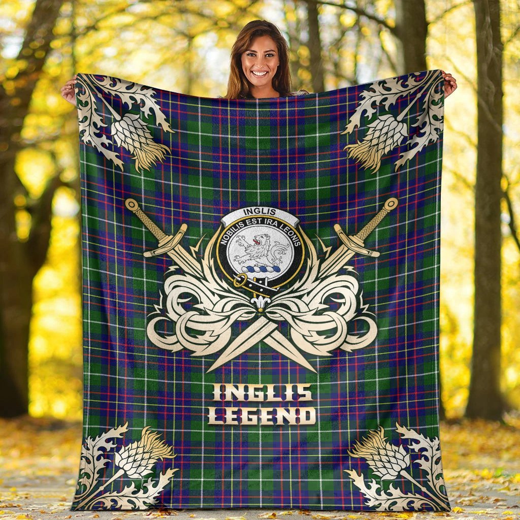 Inglis Modern Tartan Gold Courage Symbol Blanket