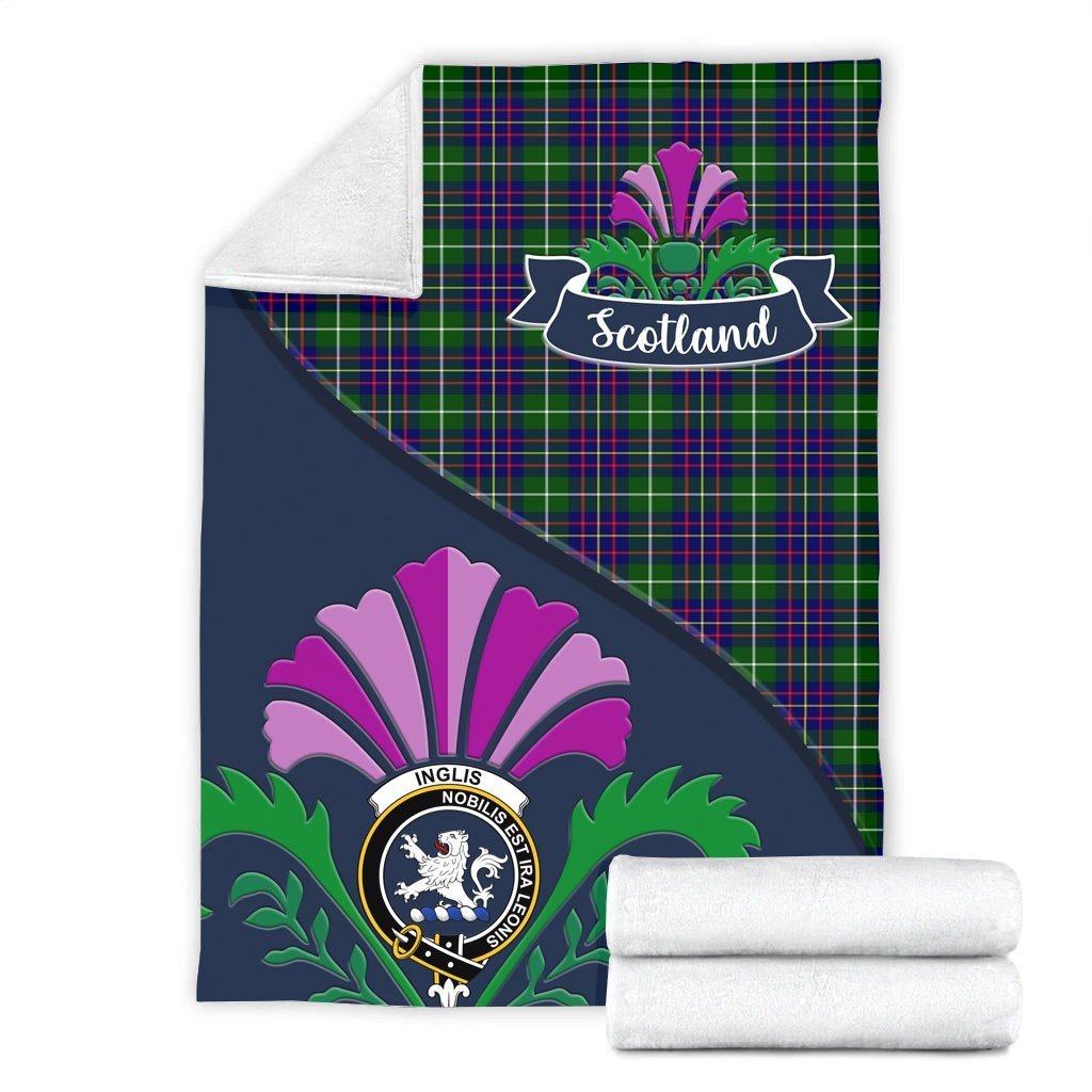 Inglis Tartan Crest Premium Blanket - Thistle Style
