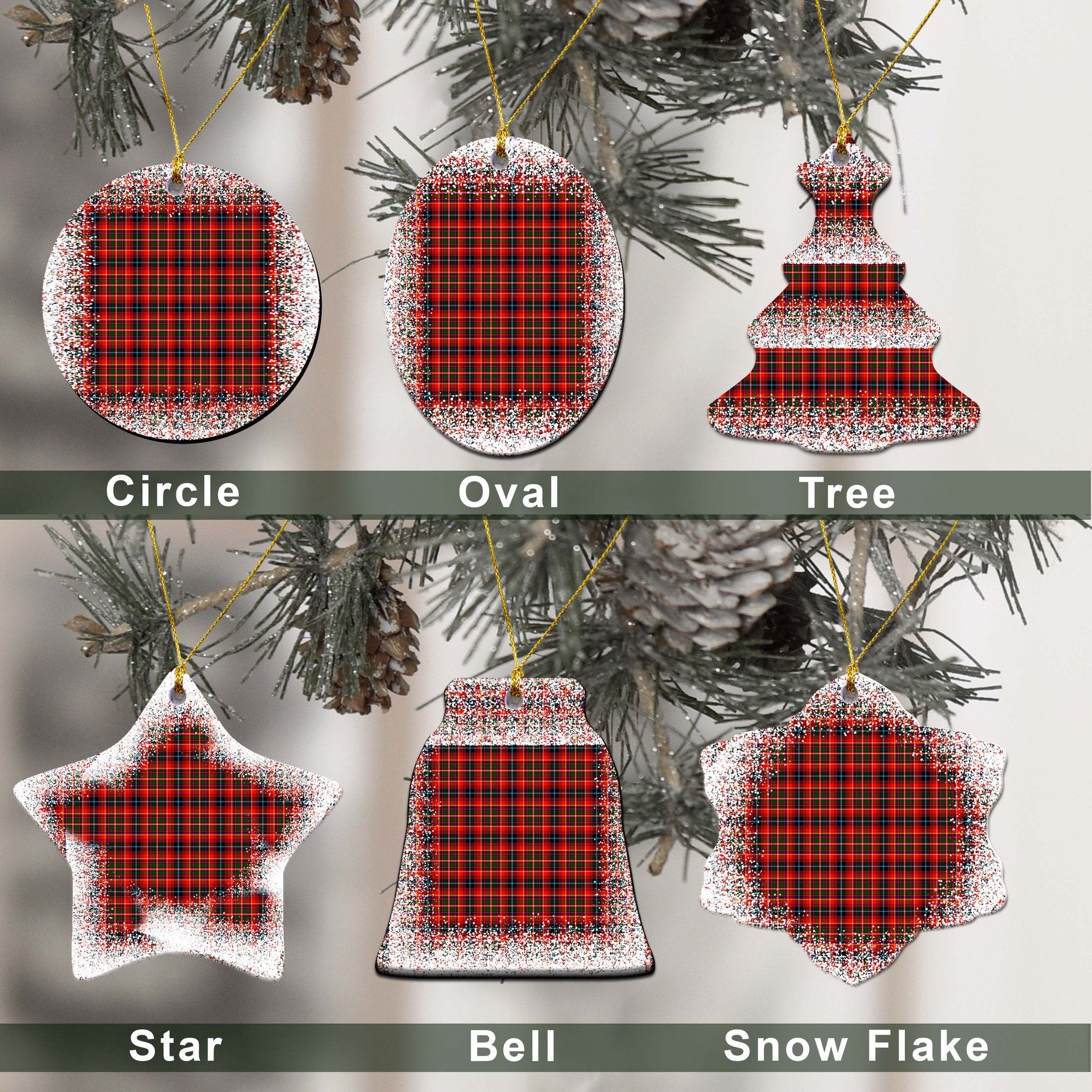 Innes Tartan Christmas Ceramic Ornament - Snow Style