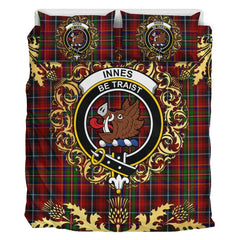 Innes 2 Tartan Crest Bedding Set - Golden Thistle Style