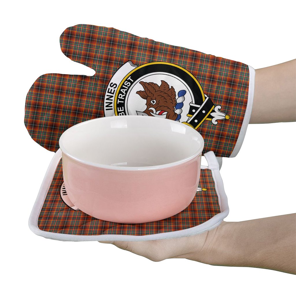 Innes Ancient Tartan Crest Oven Mitt And Pot Holder (2 Oven Mitts + 1 Pot Holder)