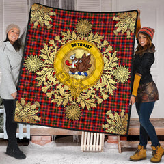 Innes Modern Tartan Crest Premium Quilt - Gold Thistle Style