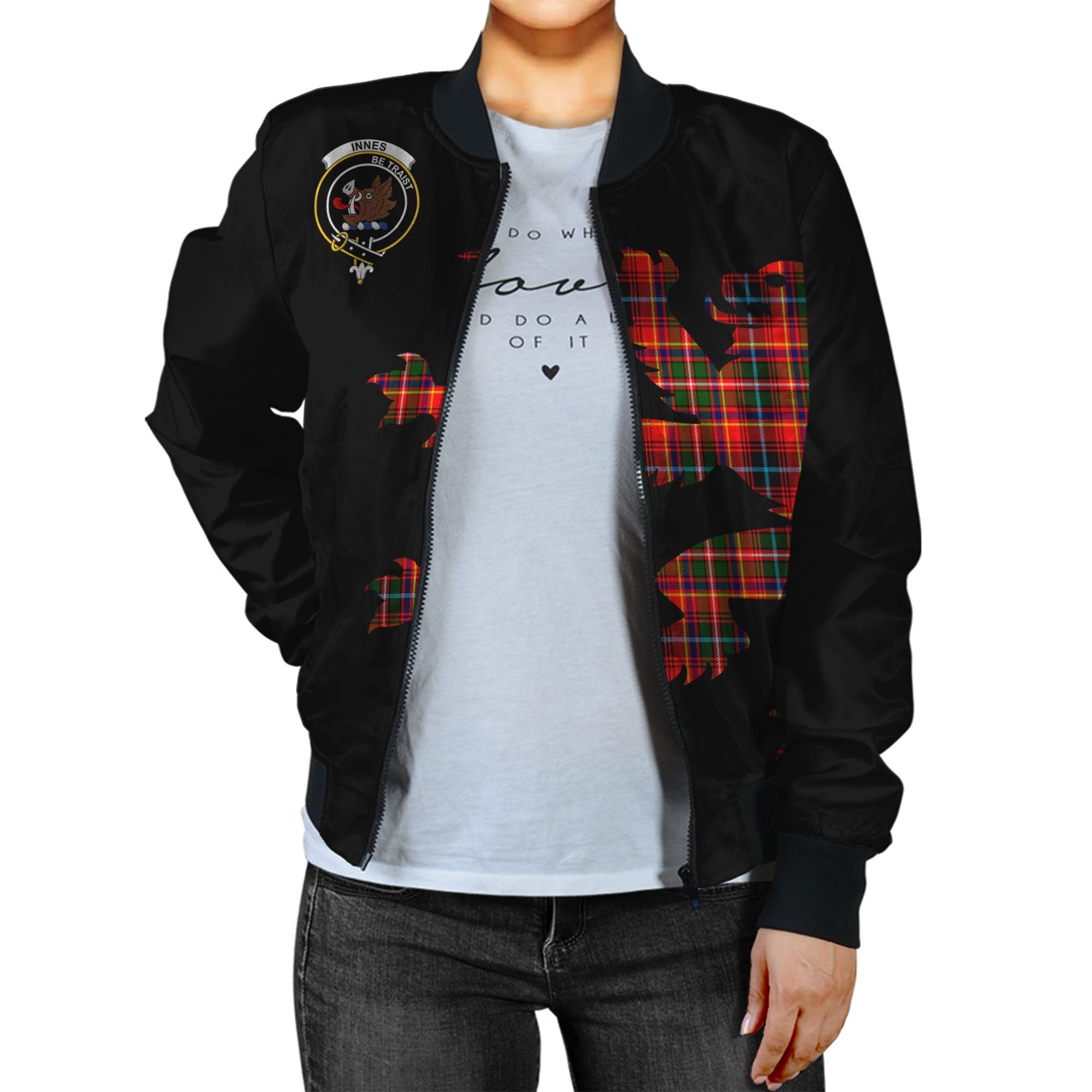 Innes Tartan Bomber Jacket Lion & Thistle