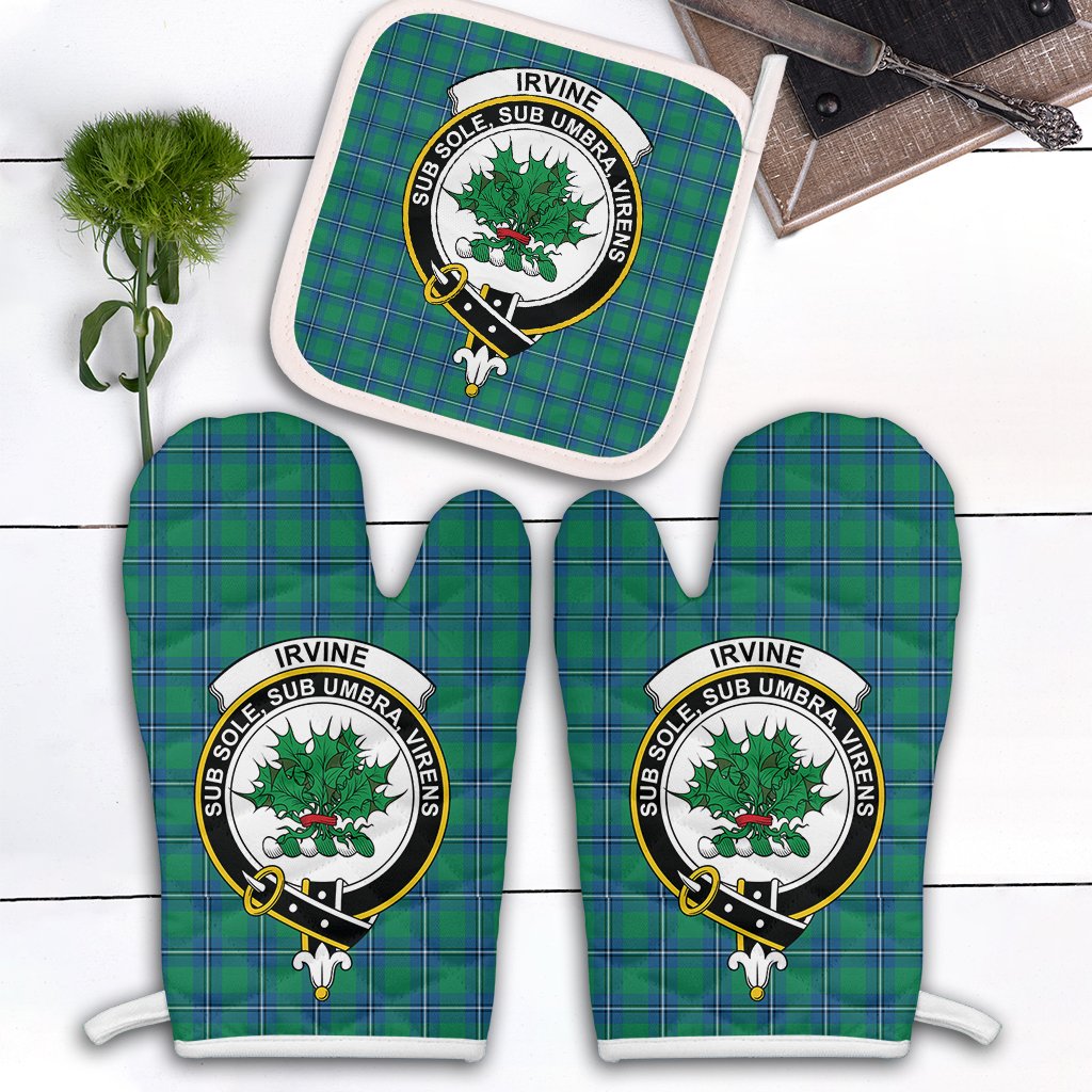 Irvine Ancient Tartan Crest Oven Mitt And Pot Holder (2 Oven Mitts + 1 Pot Holder)