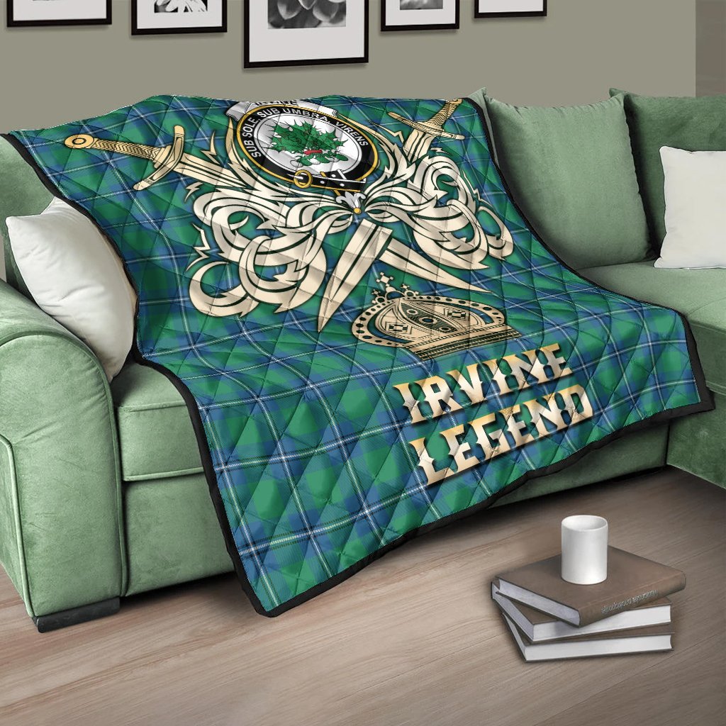 Irvine Ancient Tartan Crest Legend Gold Royal Premium Quilt